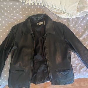 Anne Taylor, Black Leather Jacket.